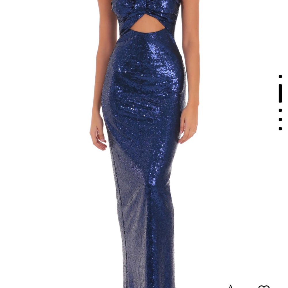 Glamorous Navy Sequin Evening Dress